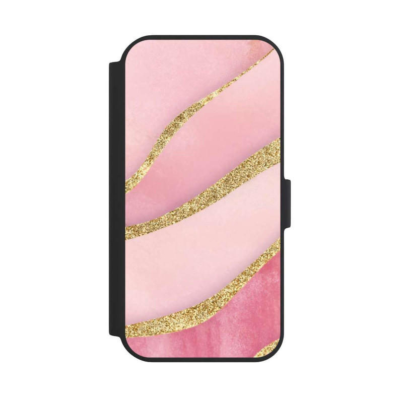 iPhone 15 NIVOflip Pink Marble Goldprint Stripes
