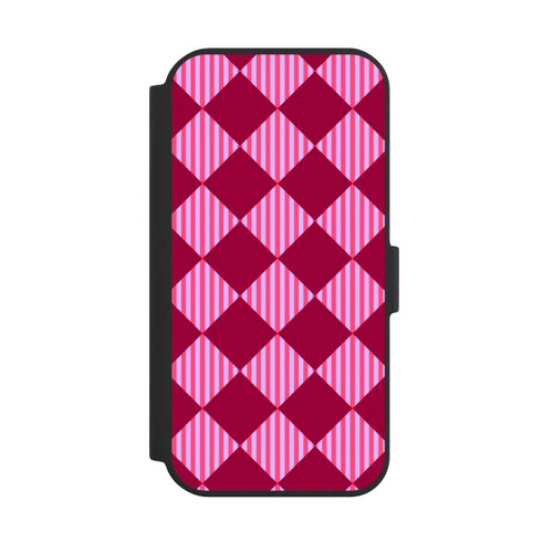 Apple iPhone 15 NIVOflip Rauten Muster Rot Rosa