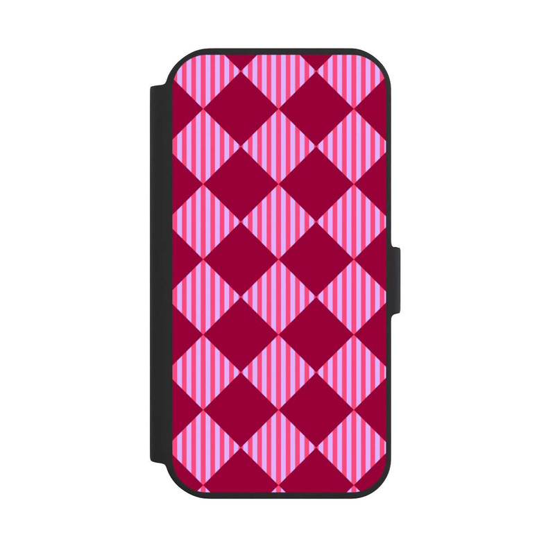 iPhone 15 NIVOflip Rauten Muster Rot Rosa