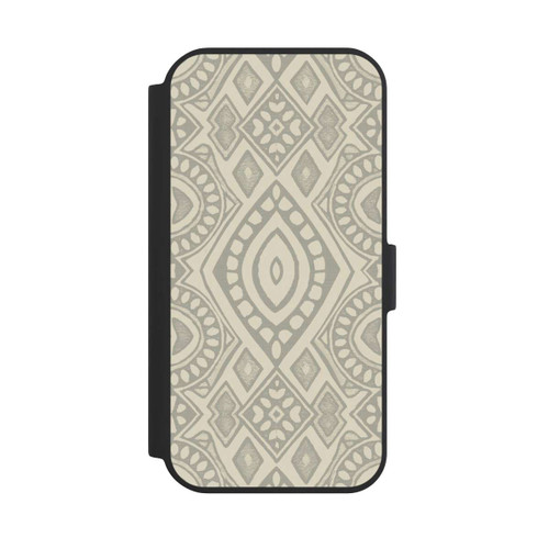 Apple iPhone 15 NIVOflip Boho Geometric Mosaic Pattern Neutral Grey and Beige