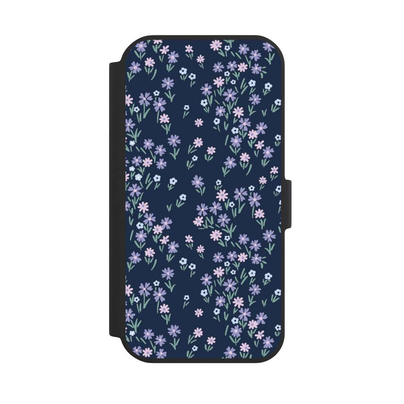 iPhone 15 NIVOflip Thème Floral Bleu Foncé