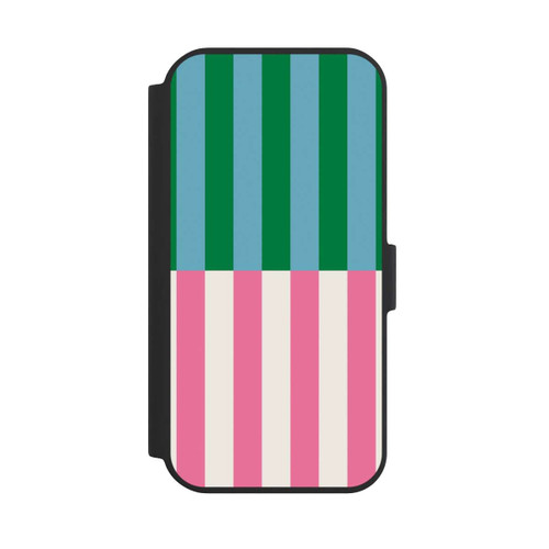 Apple iPhone 15 NIVOflip Motif Rayé Vert Rose