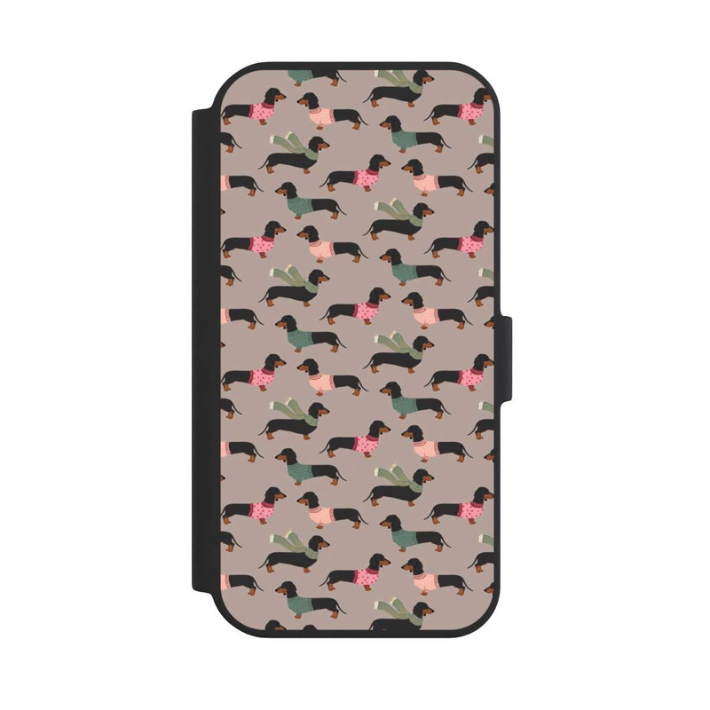 iPhone 15 NIVOflip Dackel Muster Winter