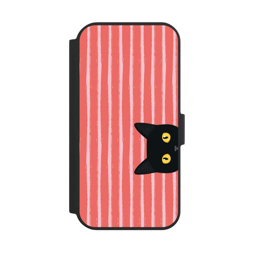 Apple iPhone 15 NIVOflip Schwarze Katze Gestreift Orange