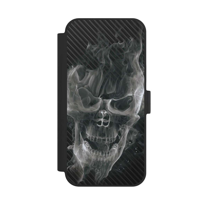 iPhone 15 Plus NIVOflip rauchender Totenkopf Carbon