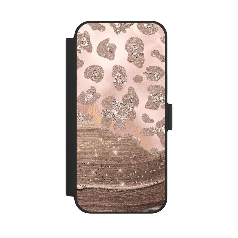 iPhone 15 Plus NIVOflip Silver Leopard Glitterlook