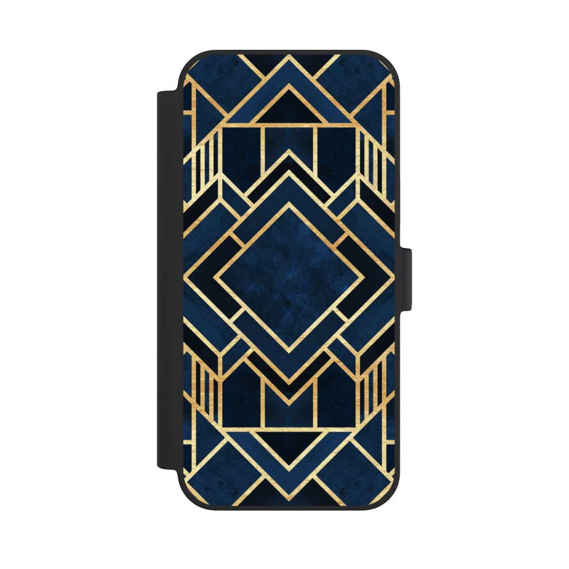 iPhone 15 Plus NIVOflip Kunst Deko Blau Golddruck