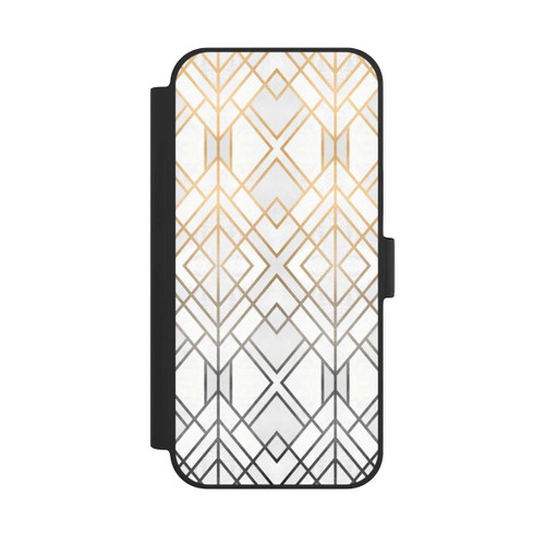 Apple iPhone 15 Plus NIVOflip Gold und Grauer Geo Golddruck