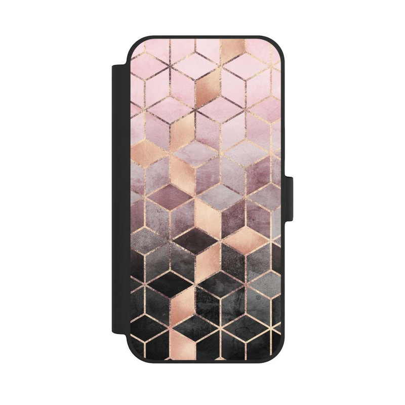iPhone 15 Plus NIVOflip Pink-grauer Farbverlauf Würfel Druck