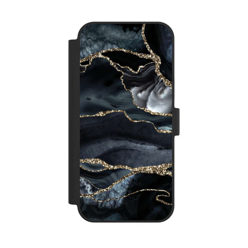 Apple iPhone 15 Plus NIVOflip Dark Marble Gold Glitter Look