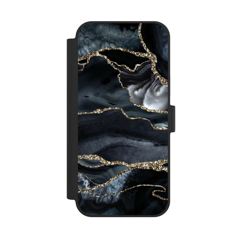 iPhone 15 Plus NIVOflip Dark Marble Gold Glitter Look
