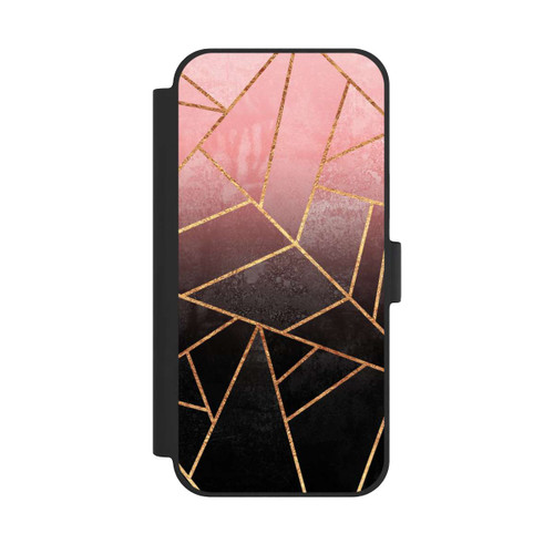 Apple iPhone 15 Plus NIVOflip Pinker und Schwarzer Stein Gold Druck