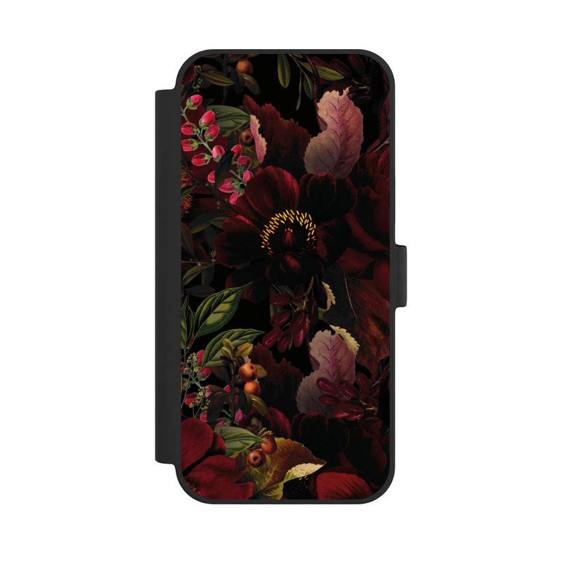 iPhone 15 Plus NIVOflip Dunkle Rote Vintage Barock Rosen