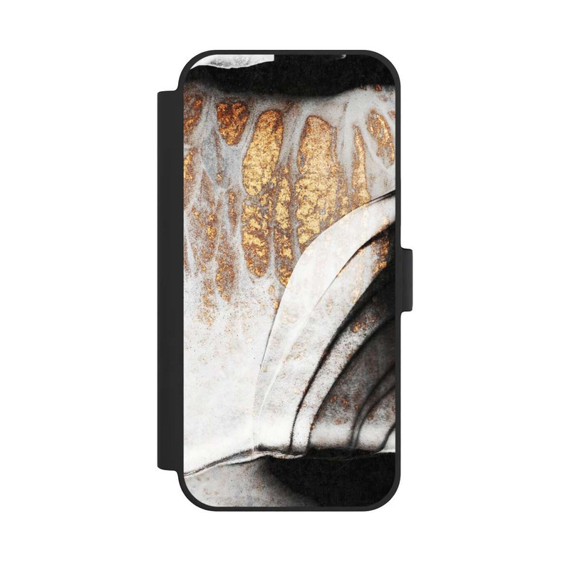 iPhone 15 Plus NIVOflip Schwarze und goldene Adern