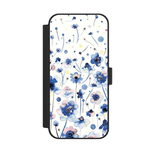 Apple iPhone 15 Plus NIVOflip Aquarelltinte blaue Blumen