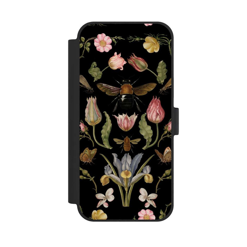 iPhone 15 Plus NIVOflip Fleurs Sauvages et Abeilles Fond Noir
