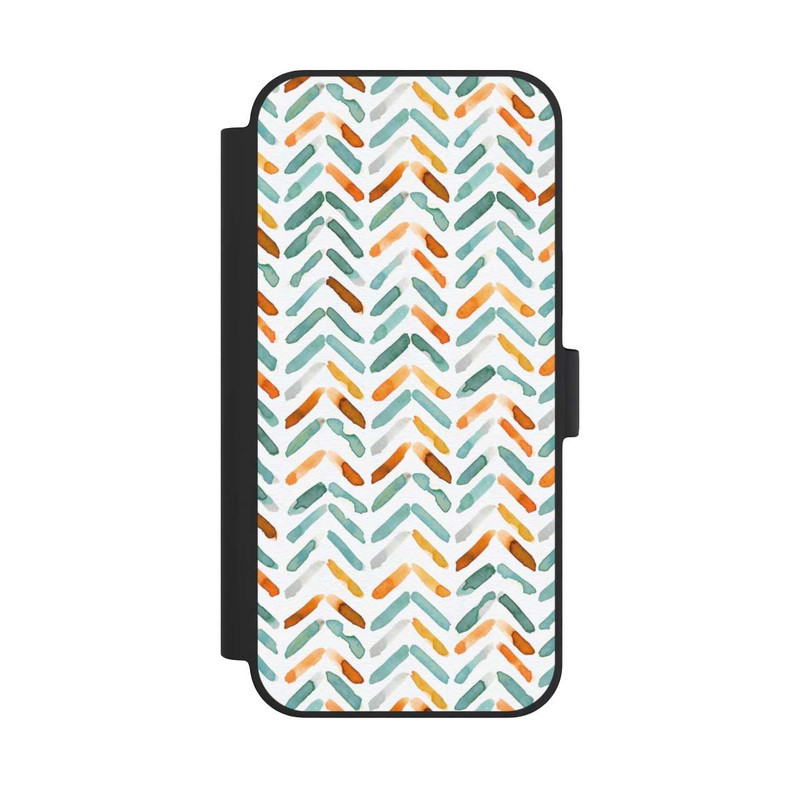 iPhone 15 Plus NIVOflip Elegant Fall Chevron Blue Orange