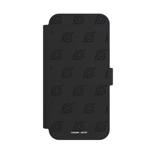 Apple iPhone 15 Plus NIVOflip Schwarzes Konoha-Muster Transparent