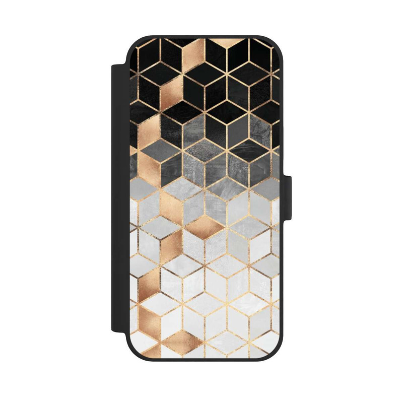 iPhone 15 Plus NIVOflip Würfel dunkel und gold