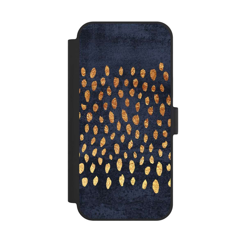 iPhone 15 Plus NIVOflip Muster Gold und Marine