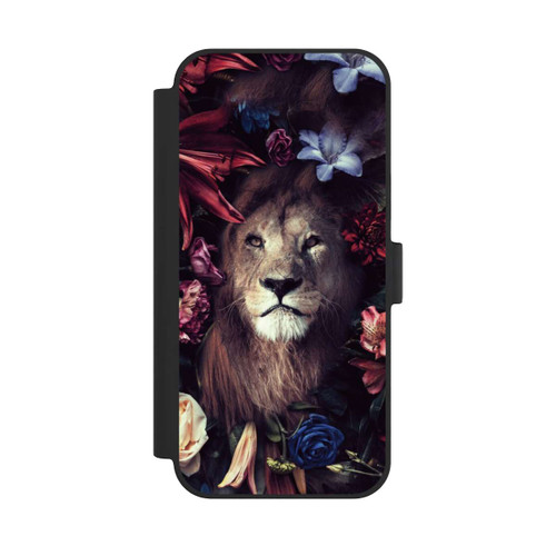 Apple iPhone 15 Plus NIVOflip Löwe Blumenrahmen