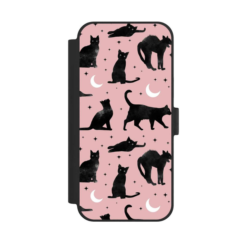 iPhone 15 Plus NIVOflip Katzen und Mond auf Rosa