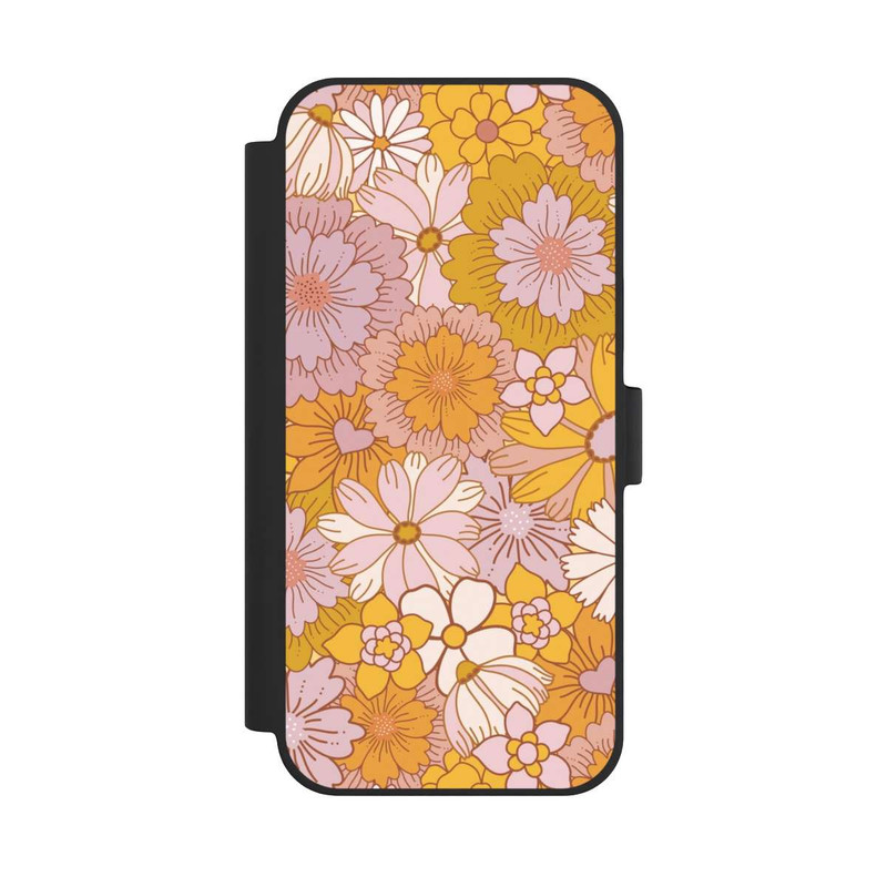 iPhone 15 Plus NIVOflip Retro Blumentapete Gelb