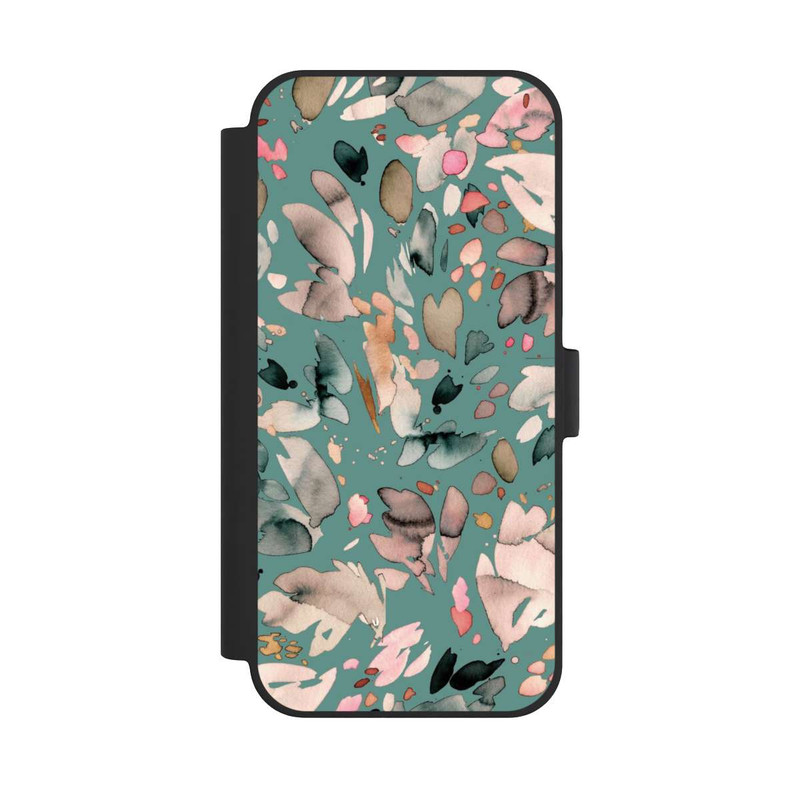 iPhone 15 Plus NIVOflip Abstrakte Blumenblätter grün