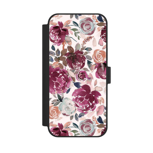 Apple iPhone 15 Plus NIVOflip Herbstpfingstrosen und Rosen in Rosa