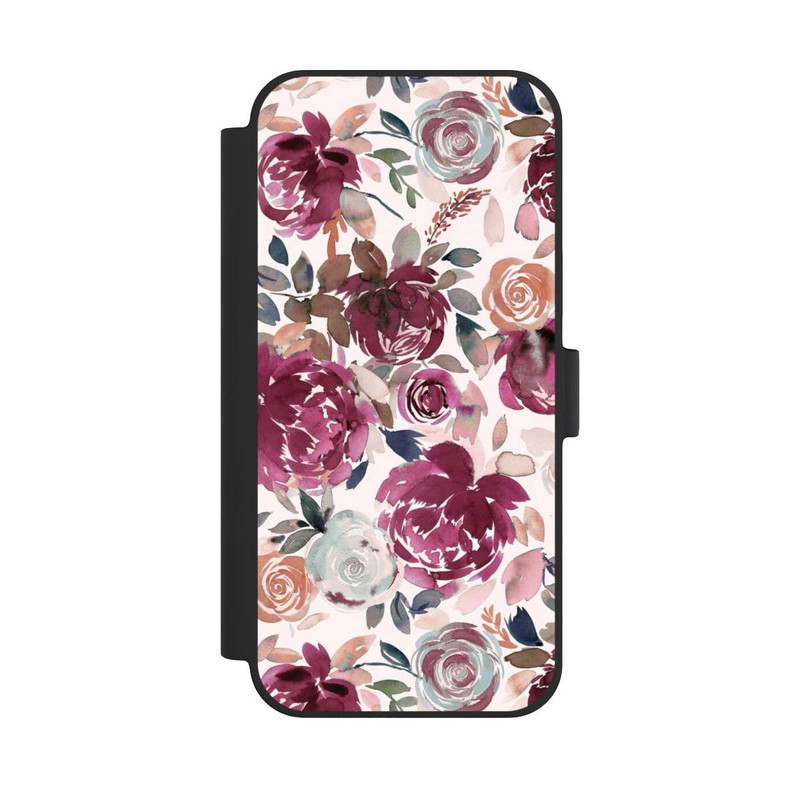 iPhone 15 Plus NIVOflip Pivoines et roses d'automne Rose