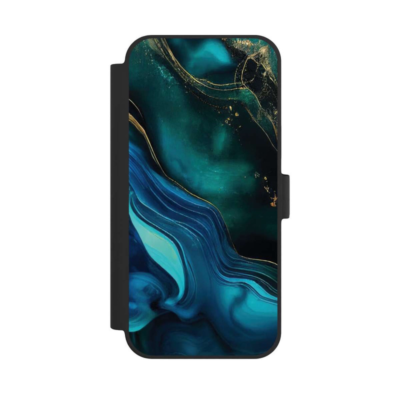 iPhone 15 Plus NIVOflip Encre bleue et dorée avec IA
