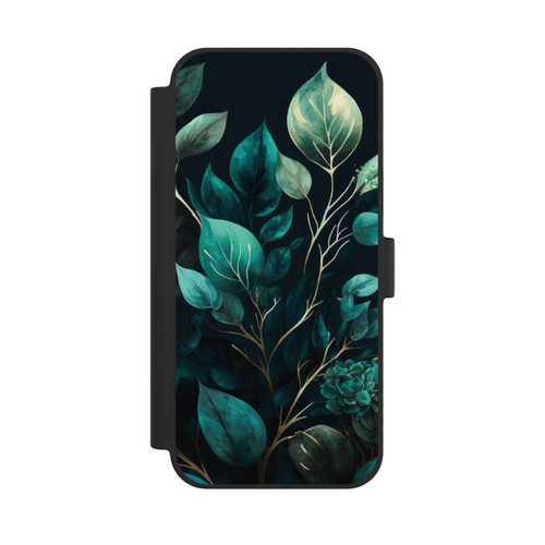 Apple iPhone 15 Plus NIVOflip Green Eucalyptus Leaves against a Dark Background with AI