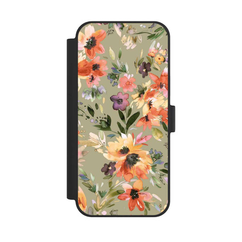 Apple iPhone 15 Plus NIVOflip Malerische tropische Blumen Salbeigrün