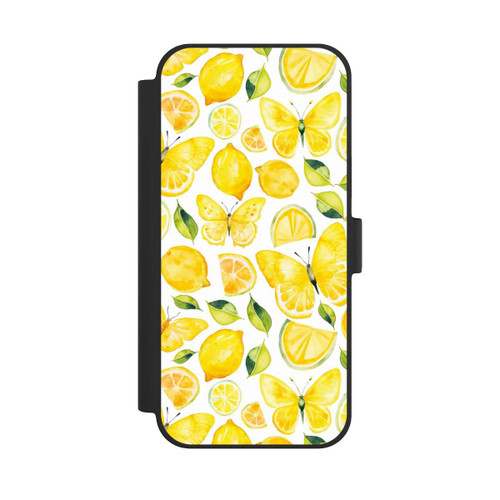 Apple iPhone 15 Plus NIVOflip Zitrone und Schmetterling Muster