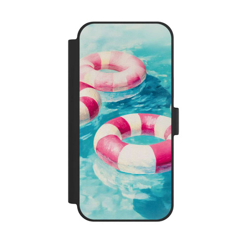 Apple iPhone 15 Plus NIVOflip Gestreifte Schwimmringe im Pool