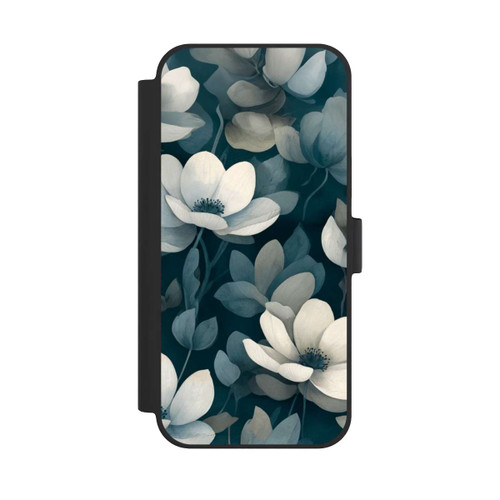 Apple iPhone 15 Plus NIVOflip Petrolfarbene Negativblumen mit KI