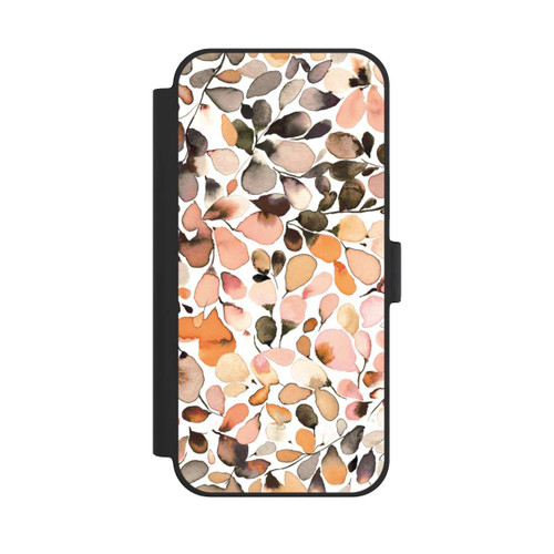 Apple iPhone 15 Plus NIVOflip Eukalyptus Aquarellblätter Dunkelbraun Herbst