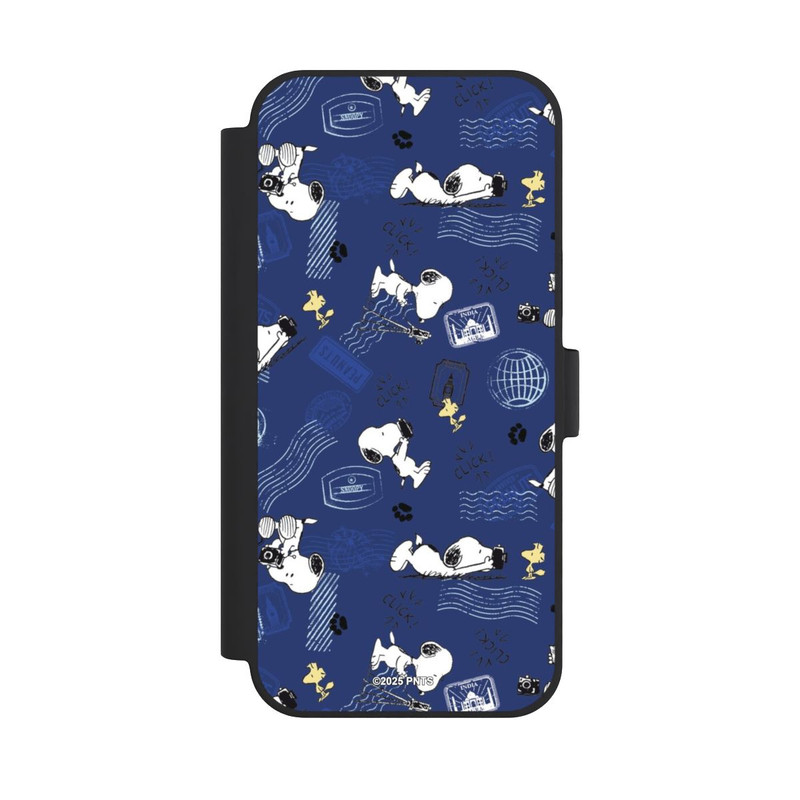 iPhone 15 Plus NIVOflip Peanuts Travel Stamps Pattern Blue