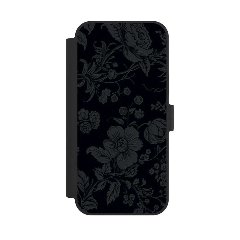 iPhone 15 Plus NIVOflip Dunkle Blumen Vintageoptik