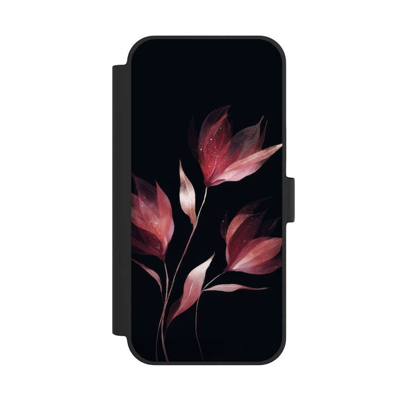iPhone 15 Plus NIVOflip Burgunderrote Blume Negativ
