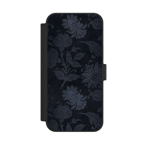 Apple iPhone 15 Plus NIVOflip  Silberne Blumen auf Samt