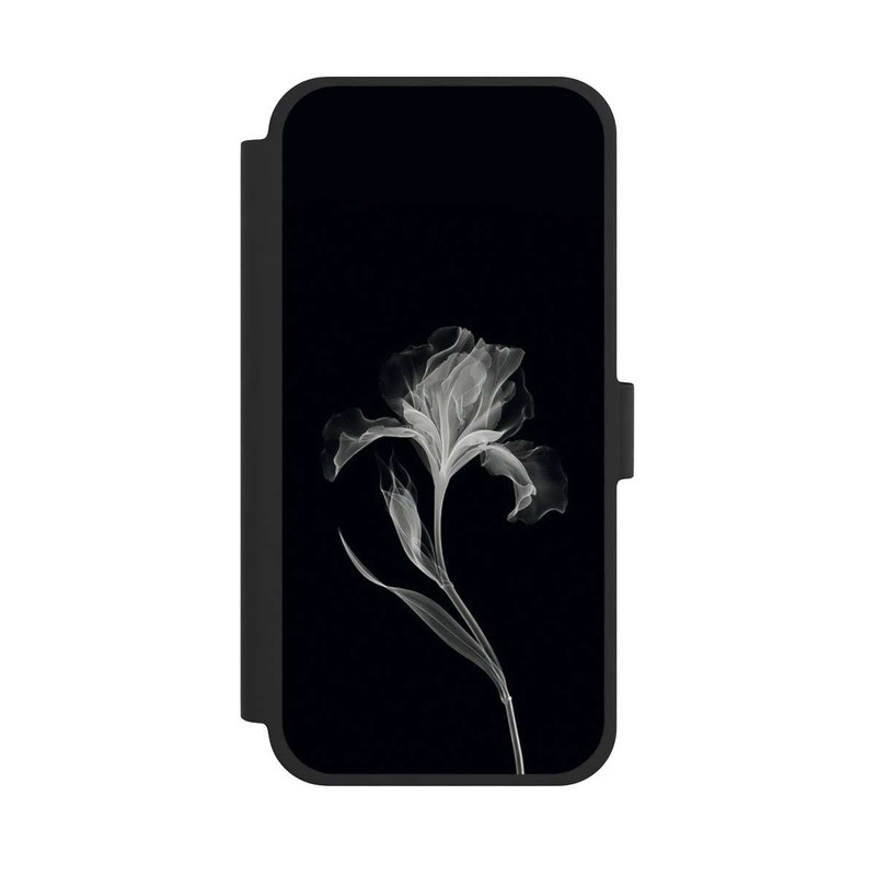 iPhone 15 Plus NIVOflip Fleur négative Gris sur noir avec IA
