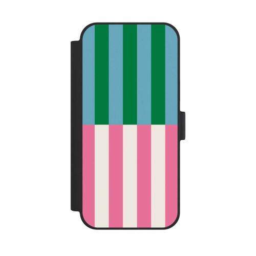 Apple iPhone 15 Plus NIVOflip Motif Rayé Vert Rose