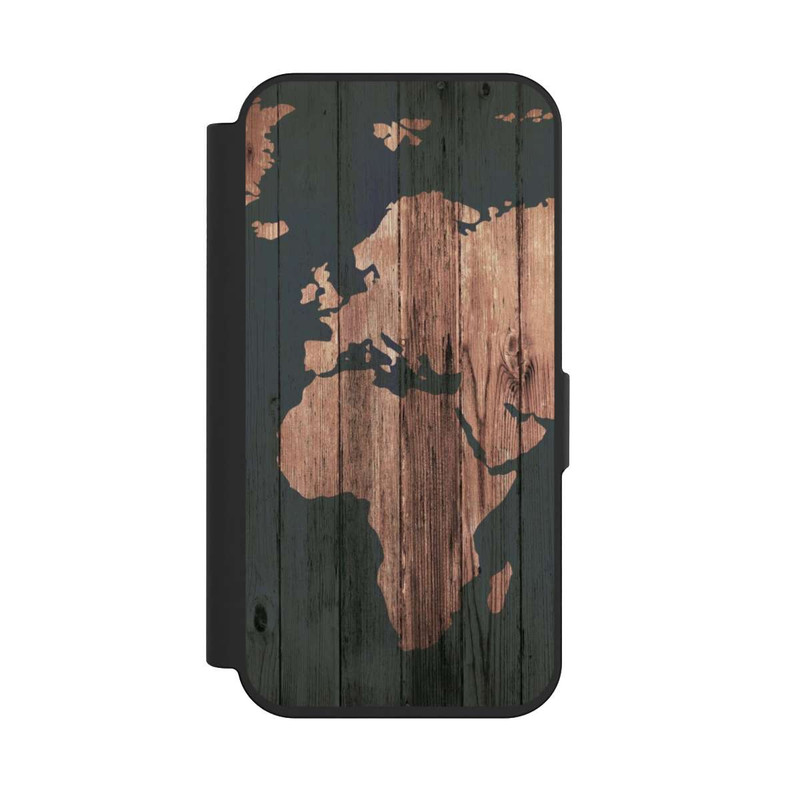 iPhone 15 Pro NIVOflip Carte du Monde Effet bois
