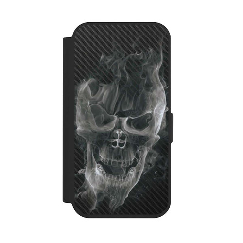 Apple iPhone 15 Pro NIVOflip rauchender Totenkopf Carbon