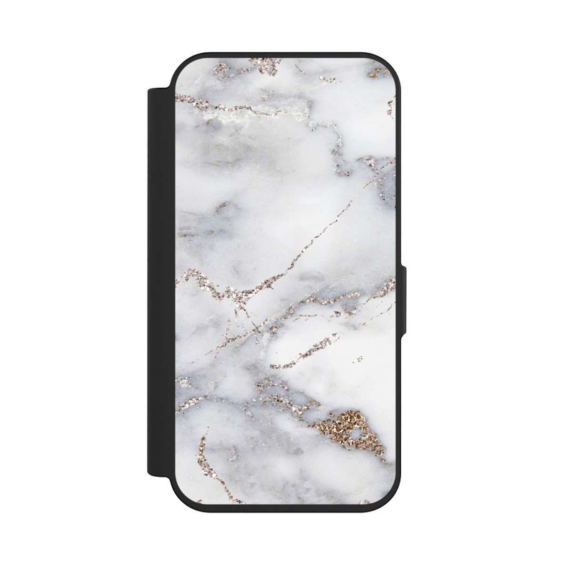 iPhone 15 Pro NIVOflip Silberglitzer Marmorlook