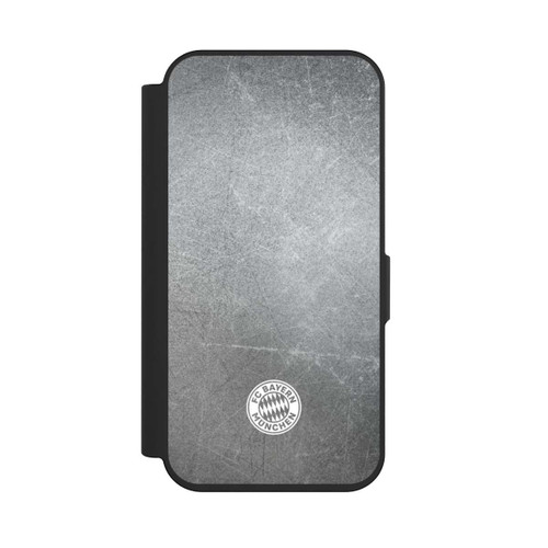 Apple iPhone 15 Pro NIVOflip Klassisches FCB Logo Klein - Weiß auf Metalllook