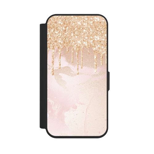 Apple iPhone 15 Pro NIVOflip  Roségoldener Glitzer Tropfen Look