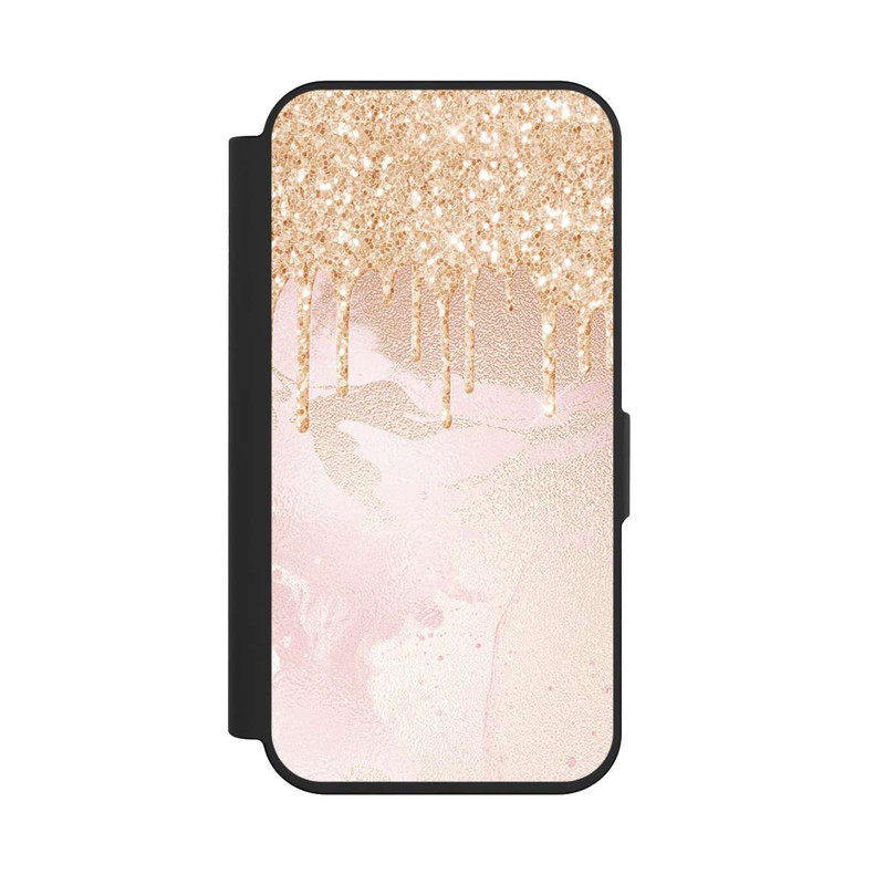 iPhone 15 Pro NIVOflip  Roségoldener Glitzer Tropfen Look