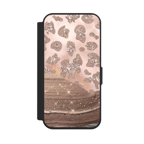 Apple iPhone 15 Pro NIVOflip Silberner Leoparden Glitzerlook
